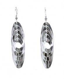 Chic and unique: An array of open-cut oval shapes form a layered look in these distinctively-designed earrings from Sequin. Set in silver tone mixed metal. Approximate drop: 2-1/2 inches.