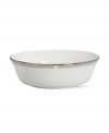 Metropolitan sensibility and modern design combine in this understated versatile white bone china bowl from Lenox's collection of dinnerware and dishes. Platinum gild along the edge is enhanced by a clean, platinum geometric pattern reminiscent of architectural accents. Qualifies for Rebate