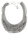 Heavy metal. Layers of mesh join together to form this chic chain necklace from Fossil. Embellished with glittering crystals, it's crafted in vintage silver tone mixed metal. Includes a secure lobster claw closure. Approximate length: 18 inches + 2-inch extender.