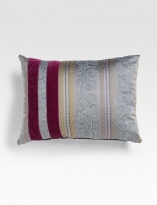 A gently textured accent pillow crafted with an elegant, French-inspired paisley jacquard design and passementerie detail. Zip closure 74% polyester/24% cotton; dry clean Polyfill 12 X 16 Imported 