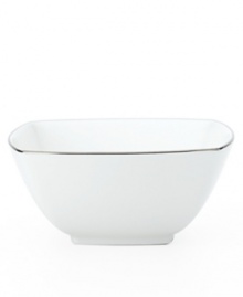 With lightweight construction in fine bone china, a softly squared design and platinum edging, the Mikasa Couture Platinum 5 fruit bowl (shown right) offers a new take on sophisticated modern dining.