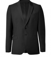 A smart, slim-cut blazer is an essential in any wardrobe, and PS by Paul Smiths black jacket is a modern must - Crafted from a fine, wool and mohair blend - Contemporary cut is single-breasted and slightly fitted - Medium-width collar and lapels, two flap pockets, single chest pocket and two-button closure - Vent at rear - Polished and elegant, perfect for pairing with a button down and jeans or a cashmere pullover and dress trousers