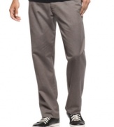 Relax and still look fit in these Pinbone pants from Marc Ecko Cut & Sew. Featuring a straight leg fit in a herringbone weave, they're an ideal transitional look, from business to casual.