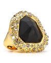 Alexis Bittar's faceted onyx ring is a gothic-inspired showpiece. Think heirloom glamour and slip this on with lush textures and brocade prints.