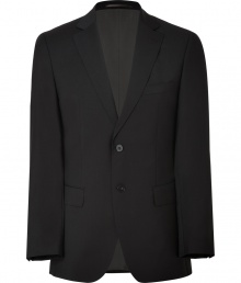 Streamlined and sleek, this wool blazer from Baldessarini brings elegant appeal to any ensemble - Notched lapels, long sleeves, two-button closure, flap pockets, double back vent - Tailored slim fit - Wear with matching pants, jeans, or chinos