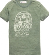 Put up your dukes and give your casual look a TKO with the one-two graphic punch of this tee from Lucky Brand Jeans.