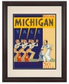 Three cheers for Michigan! The Wolverines outplayed the Yale Bulldogs in 1938 and the restored cover art from that day's football program remains a welcome sight beside the big screen or home bar. With a cherry-finished wood frame.