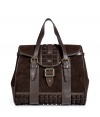 With stud-detailed suede and edgy-luxe styling, this must-have tote from Belstaff brings downtown-ready style to any look - Front flap with stud detailing and buckle, carrying handles with adjustable brass-toned hardware, leather and studded trim - Perfect for cocktails or off-duty chic