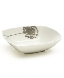 A modern blossom brings an air of tranquility to this chic coupe soup bowl from Mikasa. In gleaming white bone china for a clean, minimalist feel.