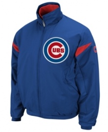 Don't be a fair-weather fan. Keep cheering through the entire game in this comfortable Chicago Cubs jacket featuring Therma Base technology from Majestic.