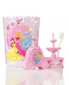 The storybook beauties from Disney's Princesses collection ride this lotion pump carriage right into the bath. Cinderella, Aurora and Belle pose on a sculpted pink ground with grand flourishes and painted florals.