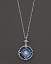 Judith Ripka Sterling Silver Aspen Stone Pendant Necklace with White Sapphire and Blue Corundum, 17