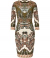 Work an iconic Etro paisley into your polished daytime wardrobe with this ultra luxe stretch-wool olive-multi tailored sheath - Round neckline, 3/4 sleeves, allover print, contrast printed cuffs and hemline, pleated waistline, hidden back zip - Tailored fit - Team with colorful accessories and chunky statement jewelry