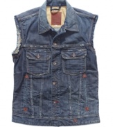 Toughen up. Add this denim vest from Guess to any outfit for edgy style.