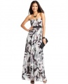 BCBGMAXAZRIA's maxi gown is elevated by a ribbon-embellished empire waist and a metallic finish. (Clearance)