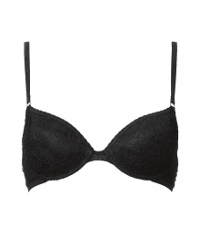 Stylish bra made ​.​.of fine, black stretch nylon - Luxurious bra in a lace look - Padded push up cups and slim, length-adjustable outer straps - Hook closure - Best for wider necklines - Perfect, snug fit - Magically makes a dream d?collet? - Elegant, sexy, seductive - Fits under (almost) all outfits