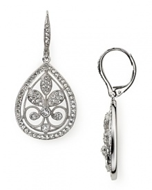 Nadri's silver-plated danglers impart effortless elegance, with shimmering crystals and a classic teardrop design.