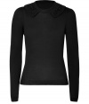 Finish your outfit on a ladylike note with Valentino R.E.D.s sleek black fleece wool pullover, finished with a textural crochet-knit collar for a super feminine look - Rounded neckline, long sleeves, fine ribbed trim, slim fit - Pair with pencil skirts and pumps for work, or with jeans and favorite ballerinas for chic weekends