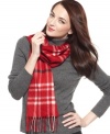 Layer on the plaid and cashmere. Two winter classics combine to make this Charter Club scarf irresistible.