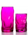 Glassware that gets noticed. Bormioli Rocco teams a funky organic shape and bold fuchsia hue in this easy-care set of water drinking glasses made for modern tables.