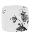 Subdued in shades of gray, the vivacious florals of Moonlit Garden square dinnerware adorn this sleek white dinner plate with modern romance. In durable Lenox porcelain. Qualifies for Rebate