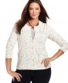 Fall in love with Charter Club's long sleeve plus size cardigan, featuring a sequined leaf print-- snag it at an Everyday Value price!