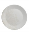 The elegant Bliss salad plates from Monique Lhuillier for Royal Doulton are made for every day, shaped for modern decor and draped with romantic florals in a soft, muted palette.