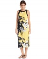 In a graphic floral print, this T Tahari midi dress fuses stylish ease with summer trends!