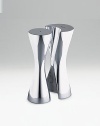 This handcrafted nested pair is sleek and modern in lustrous metal. 6H Signature blue gift box Imported