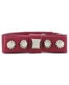 Wrap up your fun new look with Jessica Simpson's PVC snap bracelet. Features a bow with silver tone stud detail. Crafted in pink PVC. Approximate length: 8 inches.