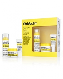 A new, three-piece, 30-day trial kit containing: Tightening Neck Cream A clinically proven anti-aging, firming neck treatment.Tightening Face Serum A deep penetrating, intensive cream-gel. StriVectin's New 360° Tightening Eye Serum A targeted solution for thin, lax skin around the eyes.