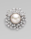 An elegant wreath of luminous pearls and sparkling cubic zirconia.16mm man-made organic pearls Cubic zirconia Sterling silver Drop, about 1 Made in Spain