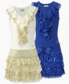 She'll love wearing this beautiful founce sequin dress by Guess with its shimmering detail.