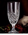 Long, faceted cuts in a traditional starburst pattern make this set of crystal iced beverage glasses sparkle and shine.