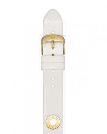 Do the white thing with this silicone watch strap from Michele, accented by a gleaming buckle. This band makes your practical piece pop.