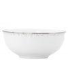 Forecast modern whimsy at meal time with the Silver Mist all-purpose bowl from Lenox Lifestyle dinnerware. The dishes of this collection feature shimmering droplets that trickle in from the platinum-banded edge of bright white bone china. Qualifies for Rebate