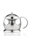 A modern take to tea time!  Perfect for hot or cold tea, the heat-resistant glass beaker and stainless steel frame of this tea pot give your countertop a statement piece with clean lines, a strong silhouette and a reputation for having the best tea in town. The included tea infuser is perfect for your favorite bag or loose leaves, both brewed to perfection. 1-year warranty.