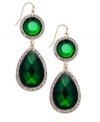 Glamorous in green. This pair of drop earrings from INC International Concepts is crafted from silver-tone mixed metal, with glass and emerald-colored accents adding a bit of luster. Approximate drop: 1-1/2 inches.