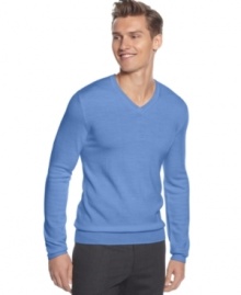 Merino wool adds a bit of luxury to this v-neck sweater from Calvin Klein.