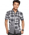 This funky patchwork print shirt by INC International Concepts gives your standard button down a stylish upgrade.