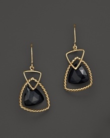 Faceted onyx trillions add rich texture to links of 14K yellow gold. By Nancy B.