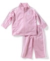 Preparing for an active little girl who's always on the go? This sporty and super-comfortable set from adidas makes a great choice whether she's crawling up a storm or running around the house.