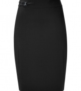 Sleekly sophisticated, Hugos buckle-detailed high-waisted pencil skirt is a work to cocktails must - Buckle detail at hip, hidden back zip, kick pleat - Tailored fit, high-waisted - Pair with a silk blouse and blazer or a cashmere pullover and leather jacket