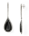 Get on edge with this pair of spiked earrings from Made Her Think, accented by black resin stones and Swarovski crystals.