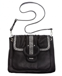 Big Buddha gives a nod to rock 'n roll with this edgy, stud embellished bag from Big Buddha. The exterior is all about attitude, while the interior offers plenty of pockets and compartments to keep you organized wherever your free spirit may take you.