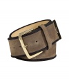 Cinch your look in style with this super-luxe suede belt from Etro - Wide suede belt with gold-tone logo buckle - Style with an oversized cardigan and skinny jeans