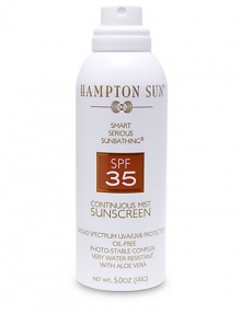 Our dermatologist tested and hypo-allergenic formula provides a broad spectrum of UVA/UVB protection. It includes Polycrylene, a new technology released by the FDA designed to improve sunscreen performance by being more water resistant and enhancing UVA protection.The luxurious continuous mist applicator is dispensed from any angle covering all exposed areas. This unique formulation is infused with Vitamins A, C, E, Aloe Vera, and moisturizing agents to replenish the skin.