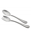 Echoing the elegant details of a wedding dress, these Grosgrain salad servers from Vera Wang marry clean lines in lavish silver plate with ribbon-inspired trim.