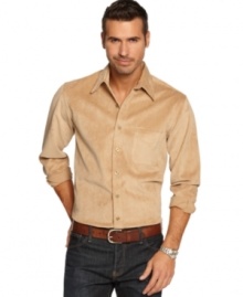 Classic goes corduroy with this modern button-up from Tasso Elba.