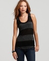 Serious sparkle meets playful stripes in the semisheer and ultimately layerable Splendid tank.